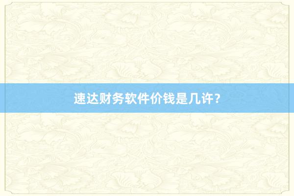 速达财务软件价钱是几许？